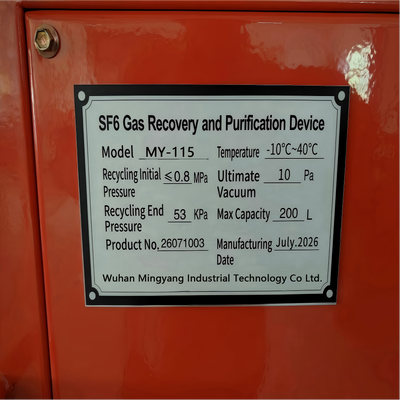 MY-115 SF6 Gas Recovery and Purification Unit, SF6 Gas Recycling Refilled Device for HV Switchgear Maintenance